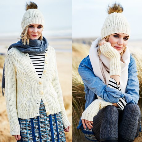 Special Multicoloured Aran Knitting Pattern Stylecraft 9557-3 Designs For Cardigan, Hat & Mitts Sizes 32/34" - 48/50" Bust