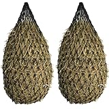 AbileneWu 2 pcs Slow Feed Hay Bag with Adjustable Drawstring, Durable Small Mesh Hay Net for Equine Feeding, Breathable Grazing Bag for Horses, Donkeys, Livestock.36'',Black.