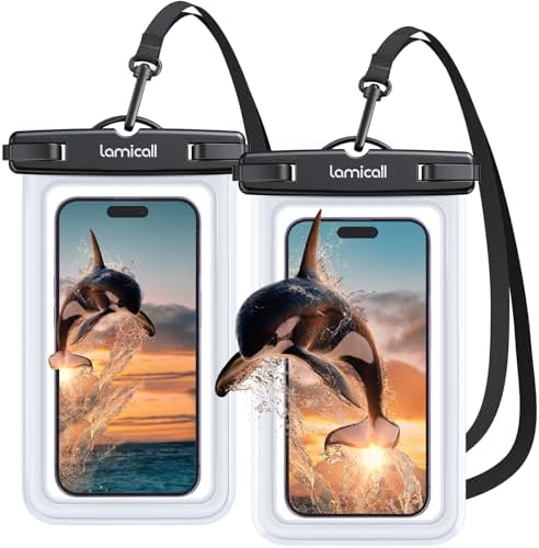 Lamicall Waterproof Phone Pouch Crossbody Lanyard, [2 Pack] IPX8 Easy Lock
