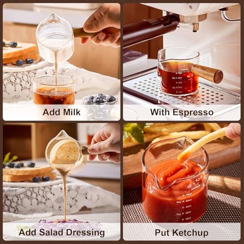 Vaso medidor de vidrio con doble pico y mango 3.5oz miniatura 4