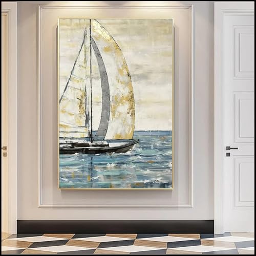 Voilier abstrait sur toile HYFBH pour sublimer le design d'un salon moderne