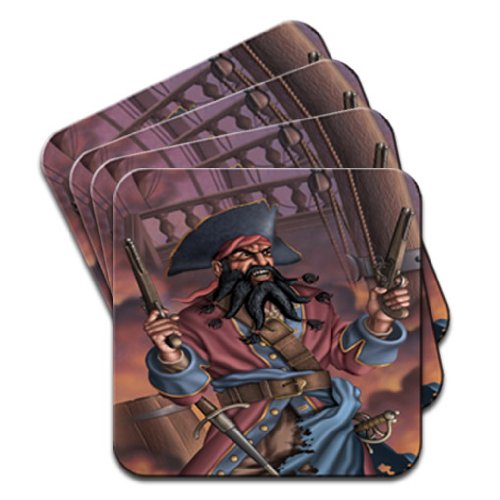 Fancy A Snuggle Pirate Captain Blackbeard On Pirate Ship Set Of 4 Coasters