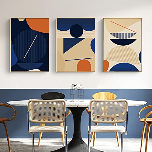 Affiche géométrique et toile abstraite pour décoration de salon moderne