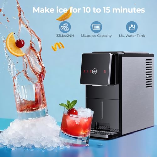 Image of Antarctic Star Countertop Nugget Ice Maker, Self-Cleaning Portable Ice Machine, 33 lb /24H, 1.8L Water Tank, 1.5 lb Ice Storage, Touch Screen & Auto Ice Drop, for Home /Office /Kitchen