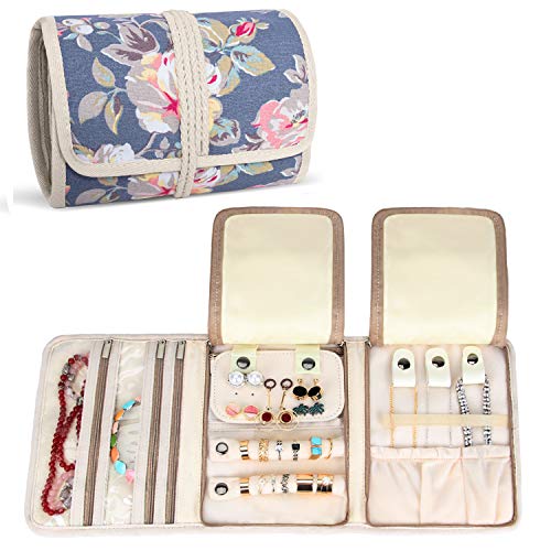 Teamoy Gioielli Rotolo, Organizzatore Portagioie per i Bracciali, Collane, Orecchini, Materiale in Velluto, Peonia