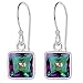 Orchid Jewelry Faceted 925 Sterling Silver Gemstone Mystic Topaz Earrings, Multi Color Gemstones, Handcrafted, for Girls and Women's, Box (7 Mm Cushion, 3.00 Cttw)