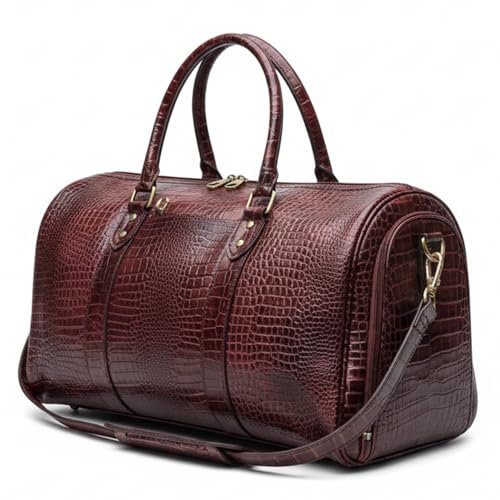 Image of Genuine Leather Premium Travel Duffel Bag Luggage for Sports Gym Stylish 35 Liter Tour Bag for Men and Women-Carry on 20 Inch Weekender Luggage Overnight Bags for Men, Medium (Brown, Medium)