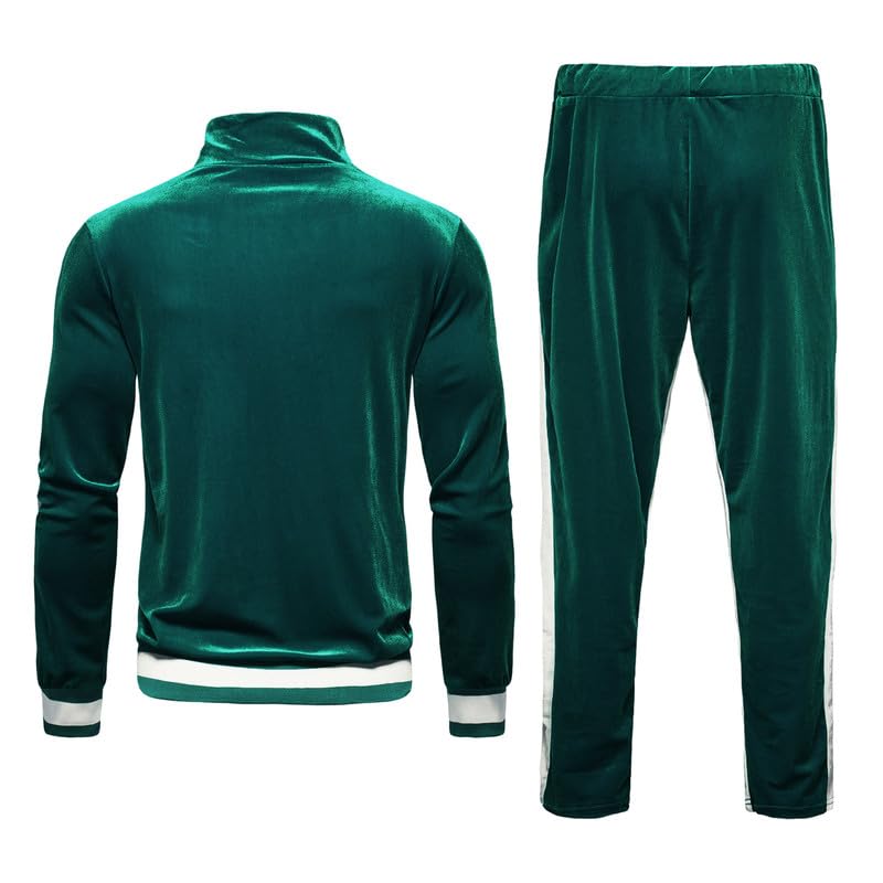 KISSQIQI Men's 2 Pieces Full Zip Tracksuits Golden Velvet Sport Suits Casual Outfits Jacket & Pants Fitness Tracksuit Set3