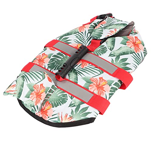Qukaim Chaleco salvavidas para mascotas, estilo hawaiano, rayas reflectantes, diseño de bucle y gancho, flotabilidad superior para mascotas, para emergencias, talla M, resistente al agua