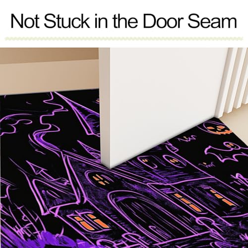 Paillasson citrouille Halloween antidérapant et tapis absorbant violet foncé - 6