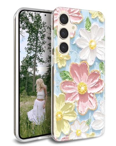 Coque Galaxy S24 5G marbre doré et rose | Protection mince 6,2 pouces