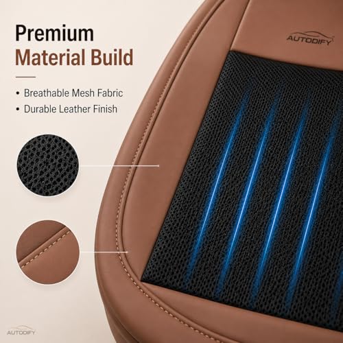Image of Car Ventilated Cooling Seat Cushion Cover with 10 Powerful Fans & 3 Adjustable Cooling Levels, Breathable Fabric + Brown Leather Universal Fit for All Cars, Large Airflow