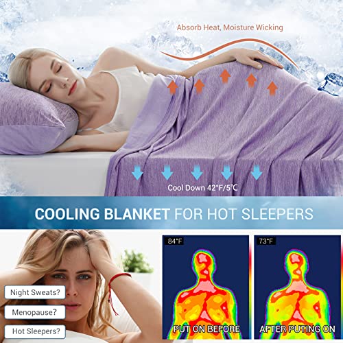 Marchpower Cooling Blanket for Hot Sleepers Kids, Arc-Chill Cool Throw Blanket with Double-Sided Design, Japanese Cooling Fiber Absorbs Body Heat, Lightweight Soft Blanket for Baby Sleeping Travel