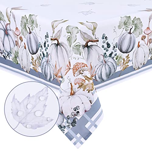 Vertkrea Thanksgiving Table Cloth,Fall Autumn Watercolor Pumpkins Tablecloth, Waterproof Table Cloth For Thanksgiving Fall Havest Dining Room Kitchen Decor,Rectangle 60X120 Inch, Blue #TOP6