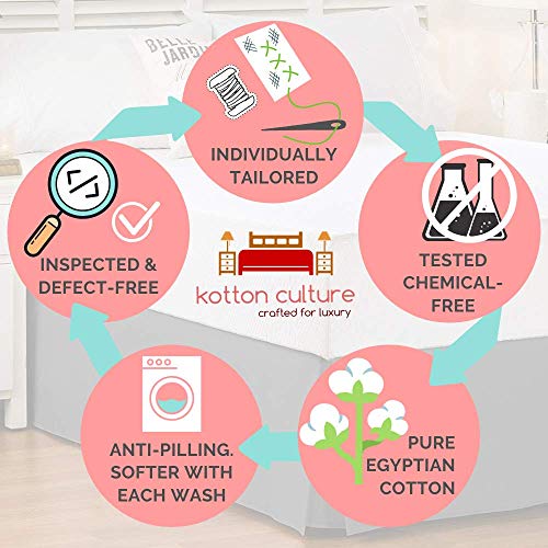 Kotton Culture Split Corner Bed Skirt 15 Inch Drop 100% Egyptian Cotton 600 Thread Count Luxurious & Easy To Wash Wrinkle & Fade Resistant (California King, Silver) #TOP5
