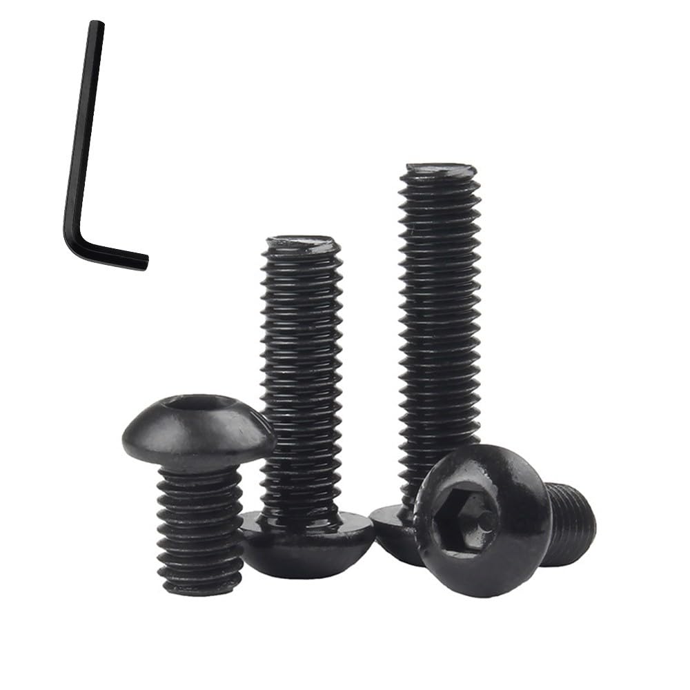MIETONG M4 Schrauben mit Innensechskant - Schwarz Hex Linsenkopfschrauben Kohlenstoffstahl Vollgewinde mit Schraubenschlüsseln für Maschinen DIY-Projekte, M4 x 12mm, 50 Stück