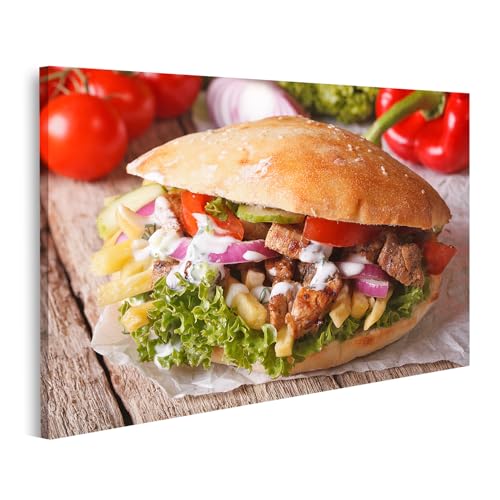 islandburner Quadro su tela Delizioso kebab con verdure fresche e salsa allo yogurt Immagini Poster
