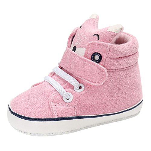 Weixinbuy Infant Baby Boy Soft Sole Ankle Shoes Toddler Anti-Slip Sneaker Shoes (12-18 Months/5.12 inch, Pink)