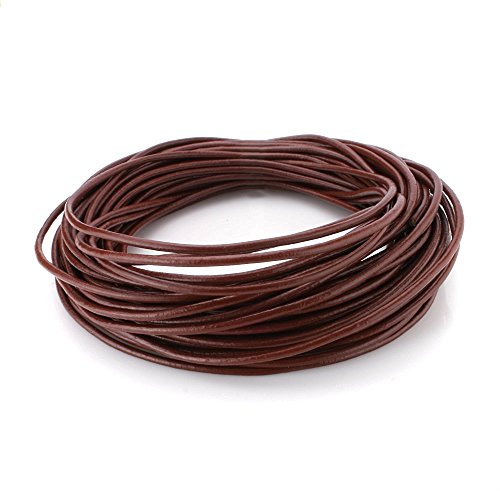 BeadsTreasure 15 Ft of Brown Genuine Leather Cord Round 2 mm Diameter.