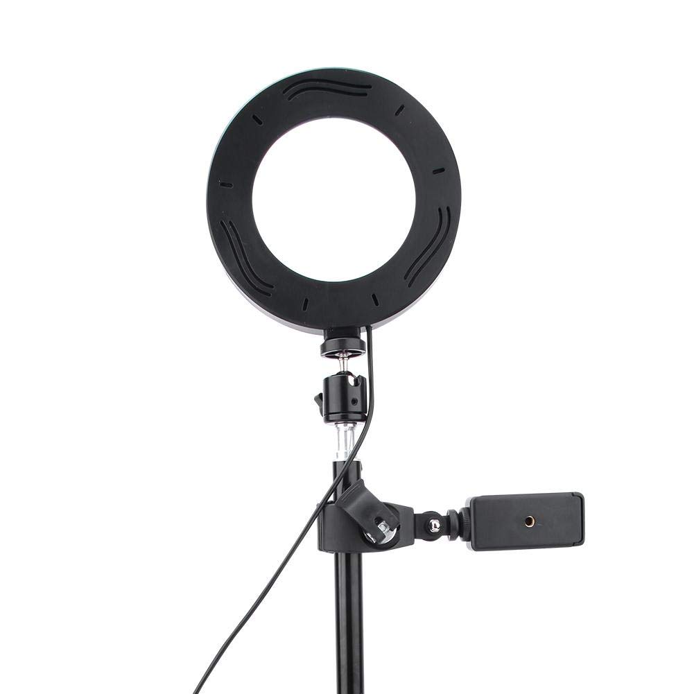 Keenso Fonrest LED Anello Luminoso con treppiede Estensibile Asta per Selfie, Lampada anulare dimmerabile da Terra/Tavolo da 6 Pollici per Fotografia Selfie Studio dal Vivo Trucco Streaming Live