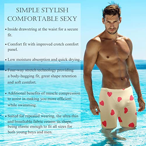 Jammers de natación de largo diseño hidrodinámico con estampado de corazones 3