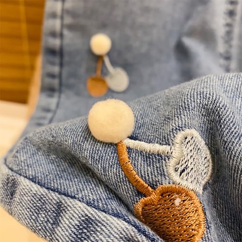 Toddler Girls Baggy Embroidery Jeans Relaxed Elastic Waist Washed Cuffed Hem Denim Pants Trendy Soft Casual Trousers4