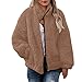 Produktbild AMUSTER Damen Winterjacke Wollmantel Warme Künstliche Wolljacke mit Reverskragen Frauen Kurz Wintermantel Wintermode Fleecejacke Teddyjacke Fleecemantel Outwear