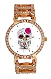 Einfache Fashion Uhr Design: Rose verstellbar Gold Kette Armbanduhr Band verleiht bequem und Mode tragen, Kristalle für Dekoration, Rückseite Edelstahl für Schutz und dauerhaften Gebrauch.