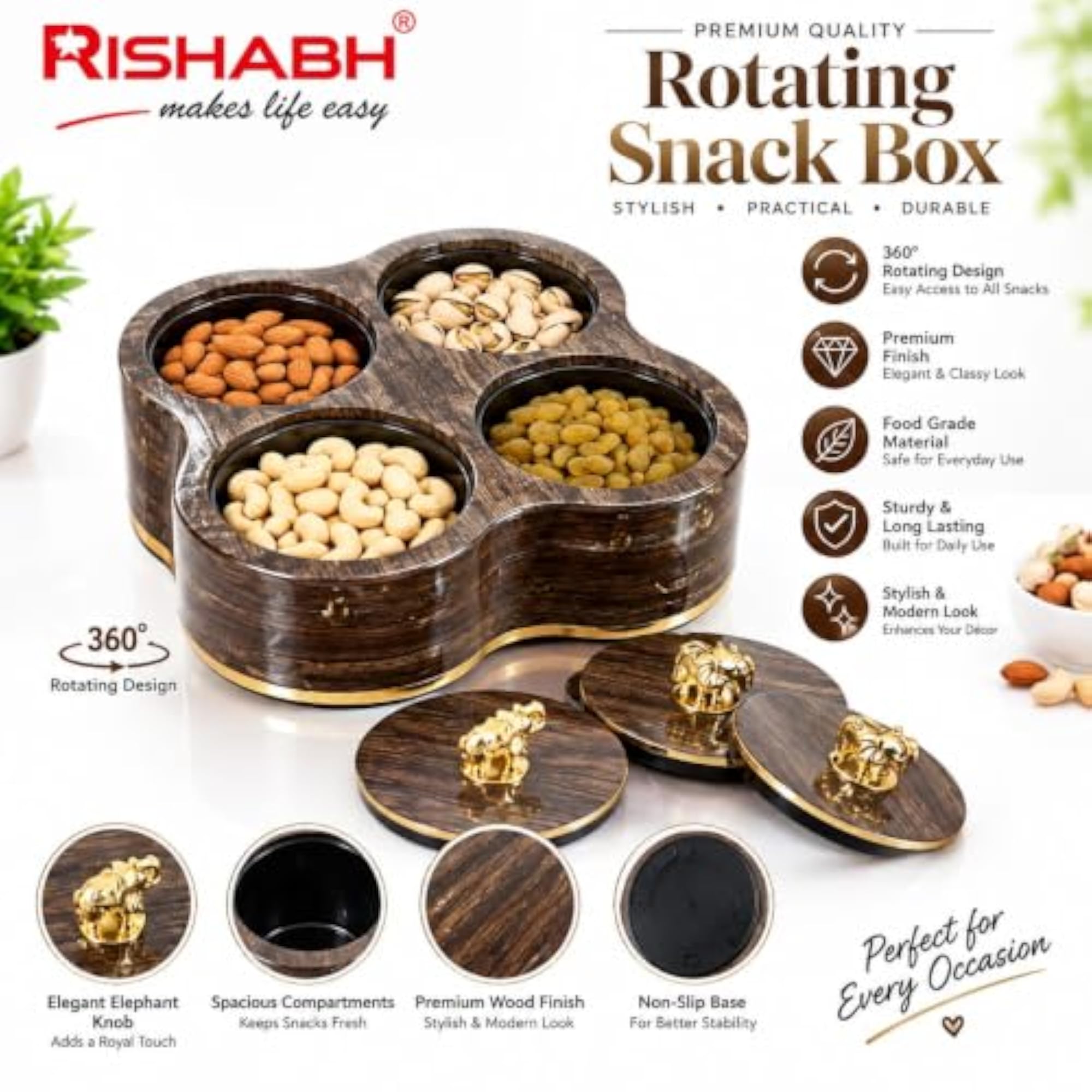 Rotating Dry Fruit Tray with 360° Revolving Design