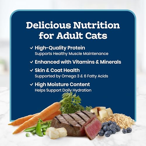 Image of Blue Buffalo Tastefuls Ocean Fish & Tuna Pate Wet Cat Food for Adult Cats, Made with Natural Ingredients Enhanced with Vitamins, Minerals & Other Nutrients, 5.5-oz. Cans (24 Count)
