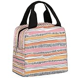 Abstract Poster Stripe Insulated Lunch Bag Women Reusable Lunch Tote Bag for Men Adult Leakproof Coo