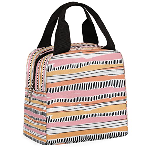 Abstract Poster Stripe Insulated Lunch Bag Women Reusable Lunch Tote Bag For Men Adult Leakproof Cooler Lunch Box For Work Office Picnic Travel #TOP8