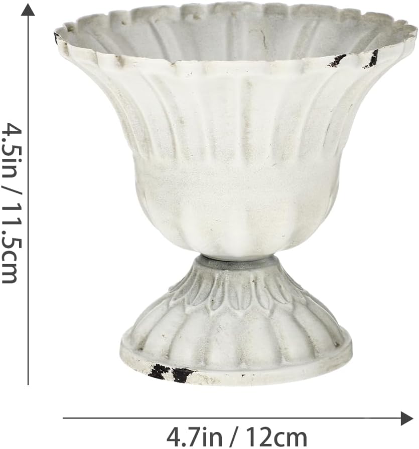 ARTIBETTER Retro Wrought Iron Flowerpot 4.72 Inch Decorative Goblet Vase Compact Lightweight Floral Planter for Office Desktop Decor