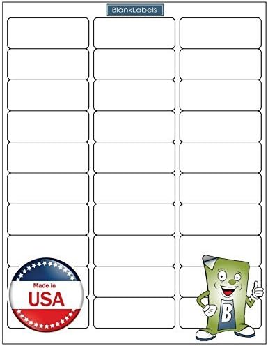 Address & Mailing Label Sheets from Blank Labels - 2-5/8" x 1" (2.625 x 1) - 30 Labels Per Sheet - Inkjet and Laser Guaranteed - Easy to Peel - Made in USA - 300 Sheets - 9000 Labels