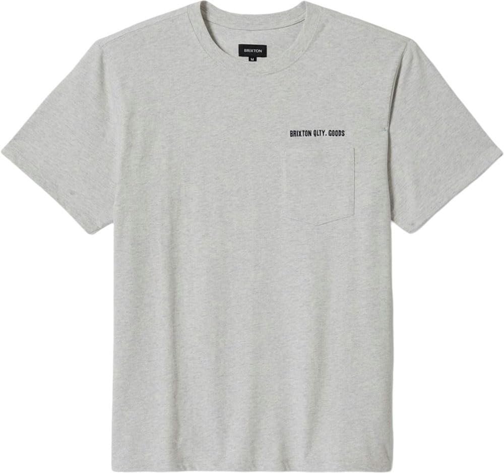 Heavyweight Embroidered Pocket T-Shirt in Heather Grey Ash by Brixton
