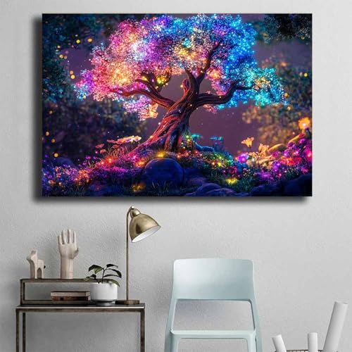 Tableau arbre de vie impression d'art moderne multicolore 60x90 - 4
