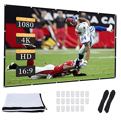 Pantalla de proyección de 120 pulgadas, pantalla de proyector portátil plegable antiarrugas de 16:9 para cine en casa, interior, exterior, patio, oficina de viajes Cover