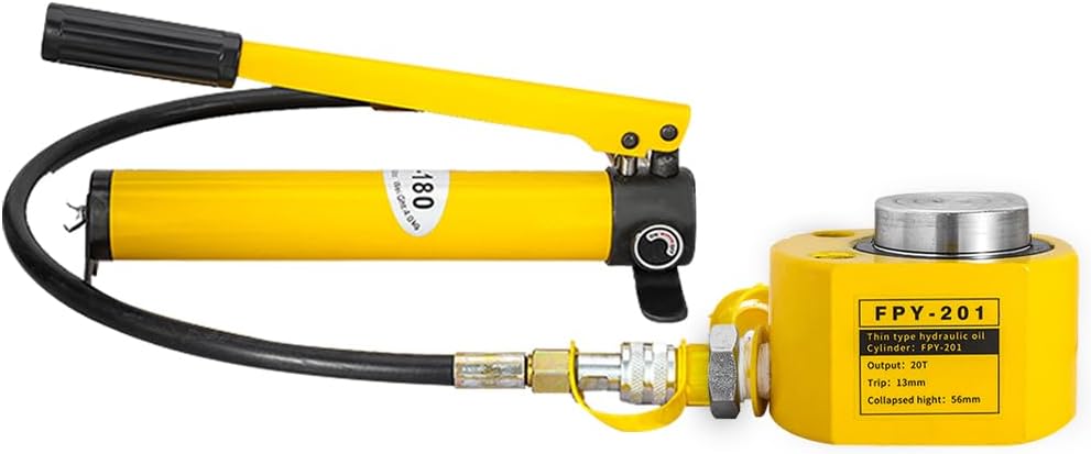 20T 13mm/0.51" Stroke Hydraulic Cylinder Jack Set Mini Hydraulic Ram Jack Porta Power Kit Auto Retract Split Hydraulic Single Acting Lifting Cylinder with CP-180 Hydraulic Hand Pump