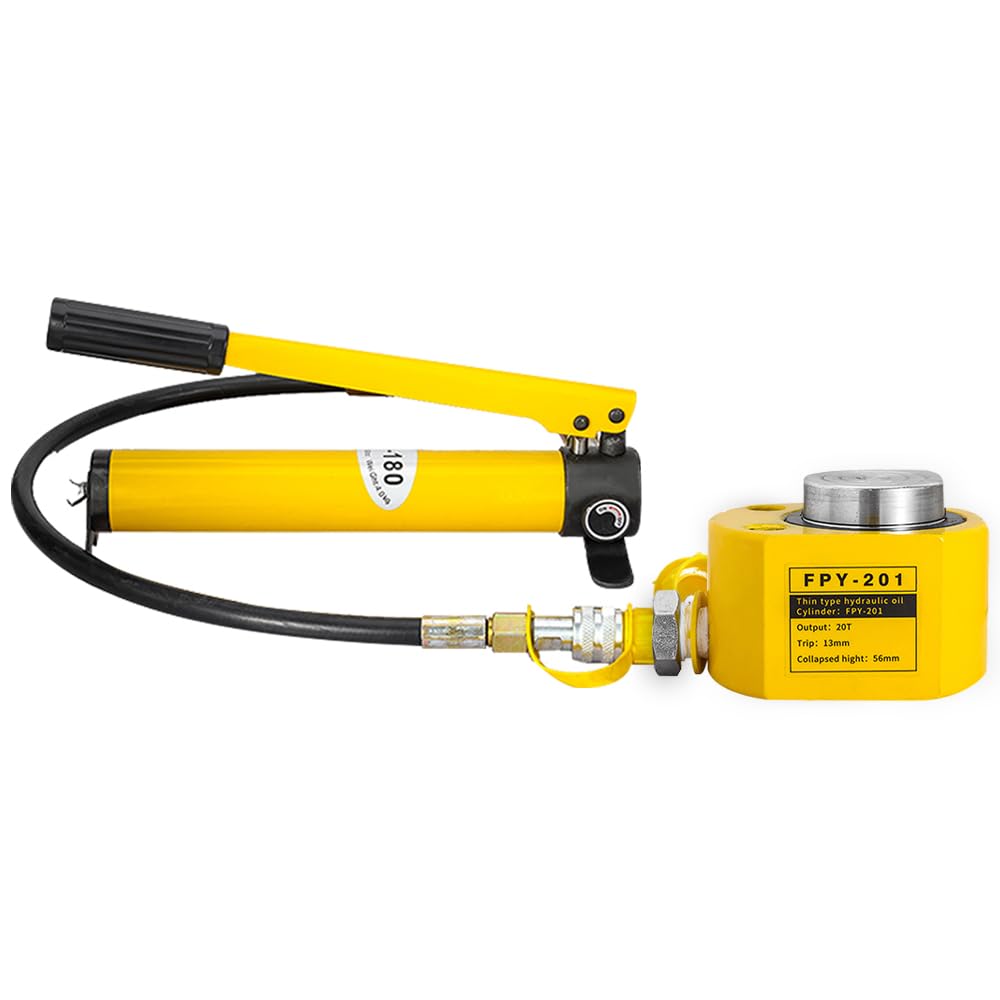 20T 13mm/0.51" Stroke Hydraulic Cylinder Jack Sets Mini Hydraulic Ram Jack Porta Power Kits Retract Automatically Split Hydraulic Single Acting Lifting Cylinders with CP-180 Hydraulic Hand Pump