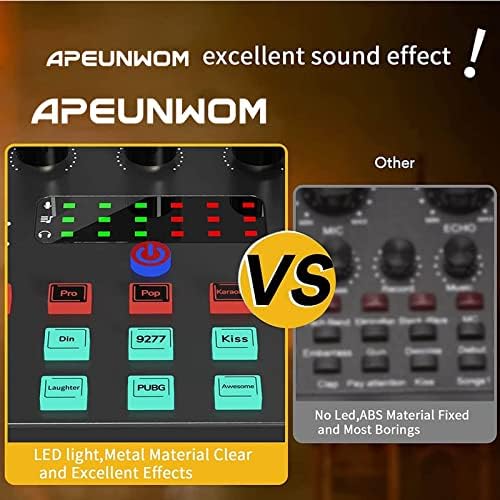 APEUNWOM Condenser Microphone Bundle, Podcast Kit with Streaming Microphone V8 Sound Card, Audio Interface with DJ Mixer for Streaming/Podcasting/Recording, Suitable for PC/Laptop/Phone/Pad