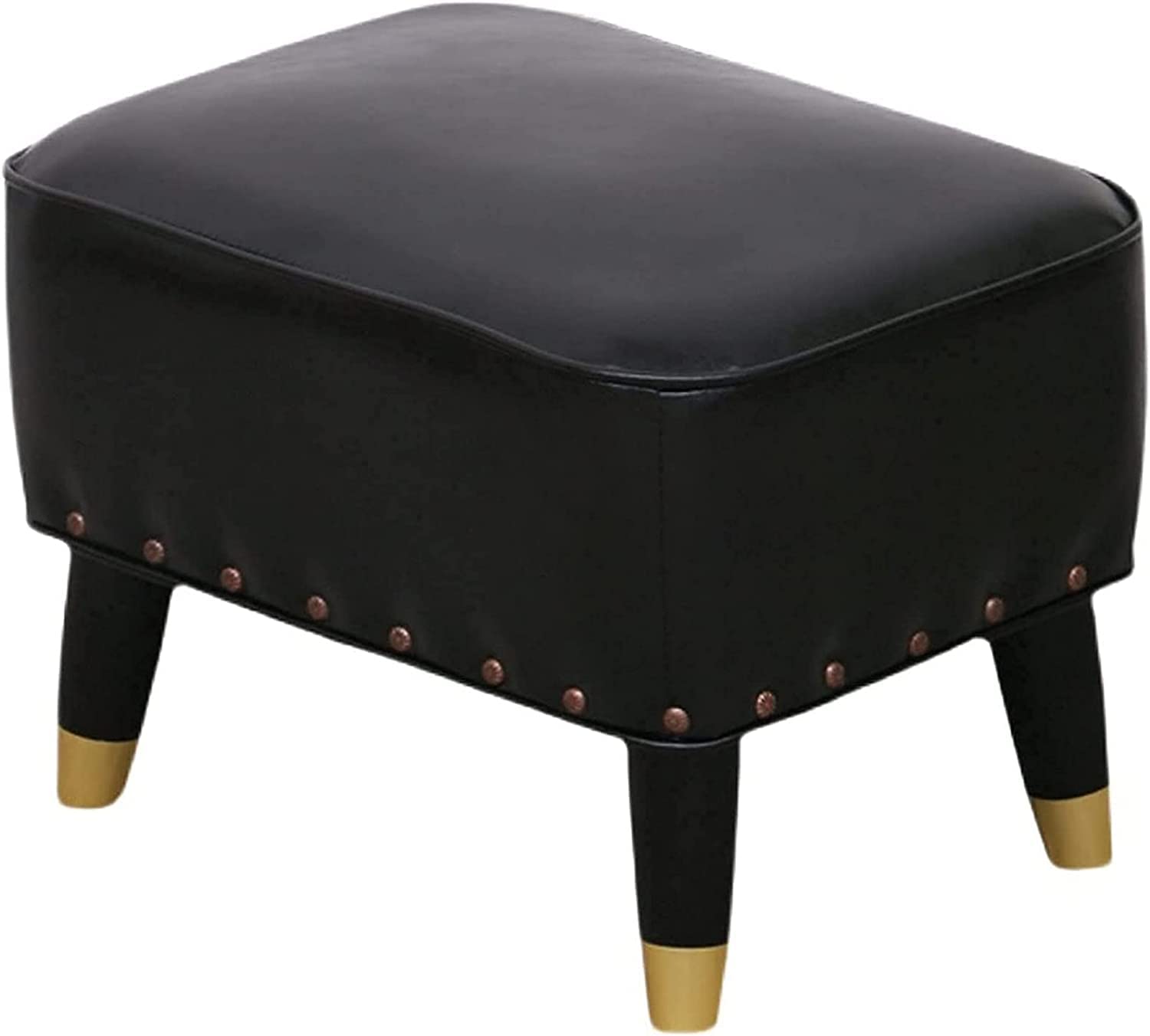 Repose-pieds de salon en bois massif et finitions cuir
