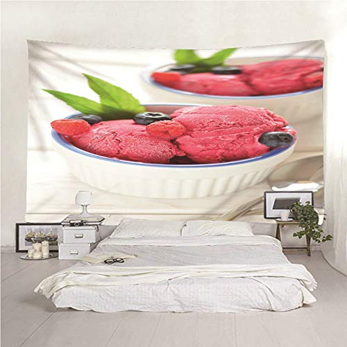 Tapiz de pared de comida con diseño de helado en poliéster blanco 7