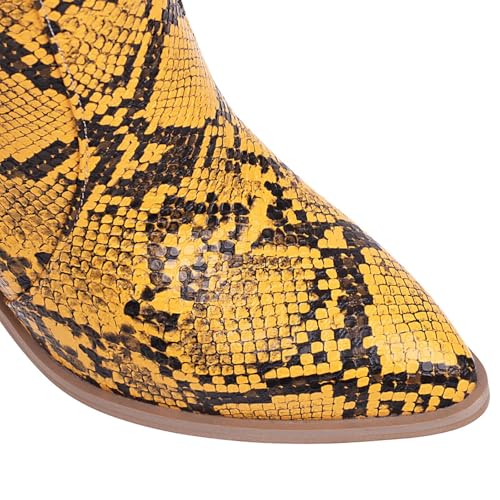 Snake Print Knee High Boots for Women Chunky Heel Pointed Toe Cowboy Boots Sexy Western Snakeskin Cowgirl Boots4