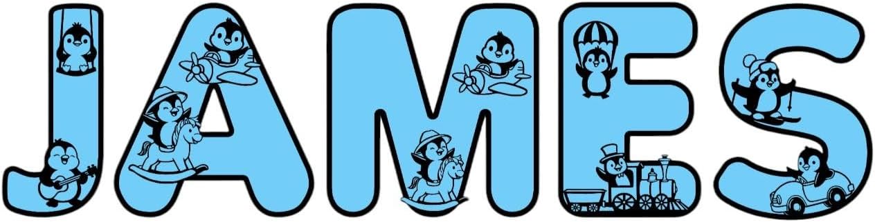 Penguin Letters - Animal Theme - Kids Wall Signs - Personalized Nursery Wall Name - Personalised Name Sign - Custom Nursery Name Signs - Baby Room Decor - Nursery Wall Signs
