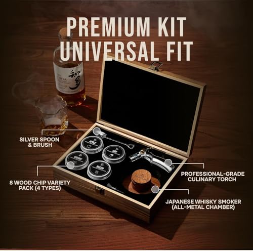 TSUKIGLASS® Whiskey Smoker Kit with Torch – 8 Wood Chip Flavors (200+ Drinks), Cocktail Smoker Infuser Kit, Old Fashioned & Bourbon Smoker, Father's Day Birthday Gifts for Men,Dad, Husband (No Butane) by TSUKIGLASS - Image 3