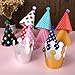 Thinp 11 Pcs Adorable Party Hats Set - 9 Cone Hats with Pom Poms & 2 Paper Crowns for Pet Birthday Party Decor