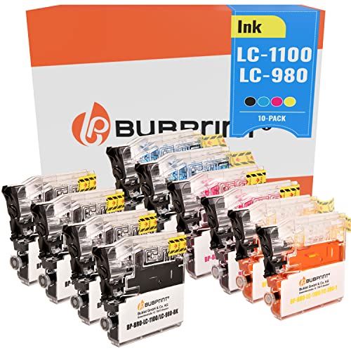 Bubprint 10 Cartuchos de Tinta Compatible para Brother LC 1100 LC 980 para DCP 145C DCP 195C DCP 165C MFC 250C MFC 490CW MFC 5490CN MFC 5890CN MFC 6490CW