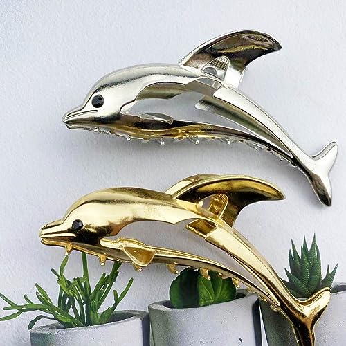 2 PCS Pinzas para el Cabello en Metal Delfín miniatura 7