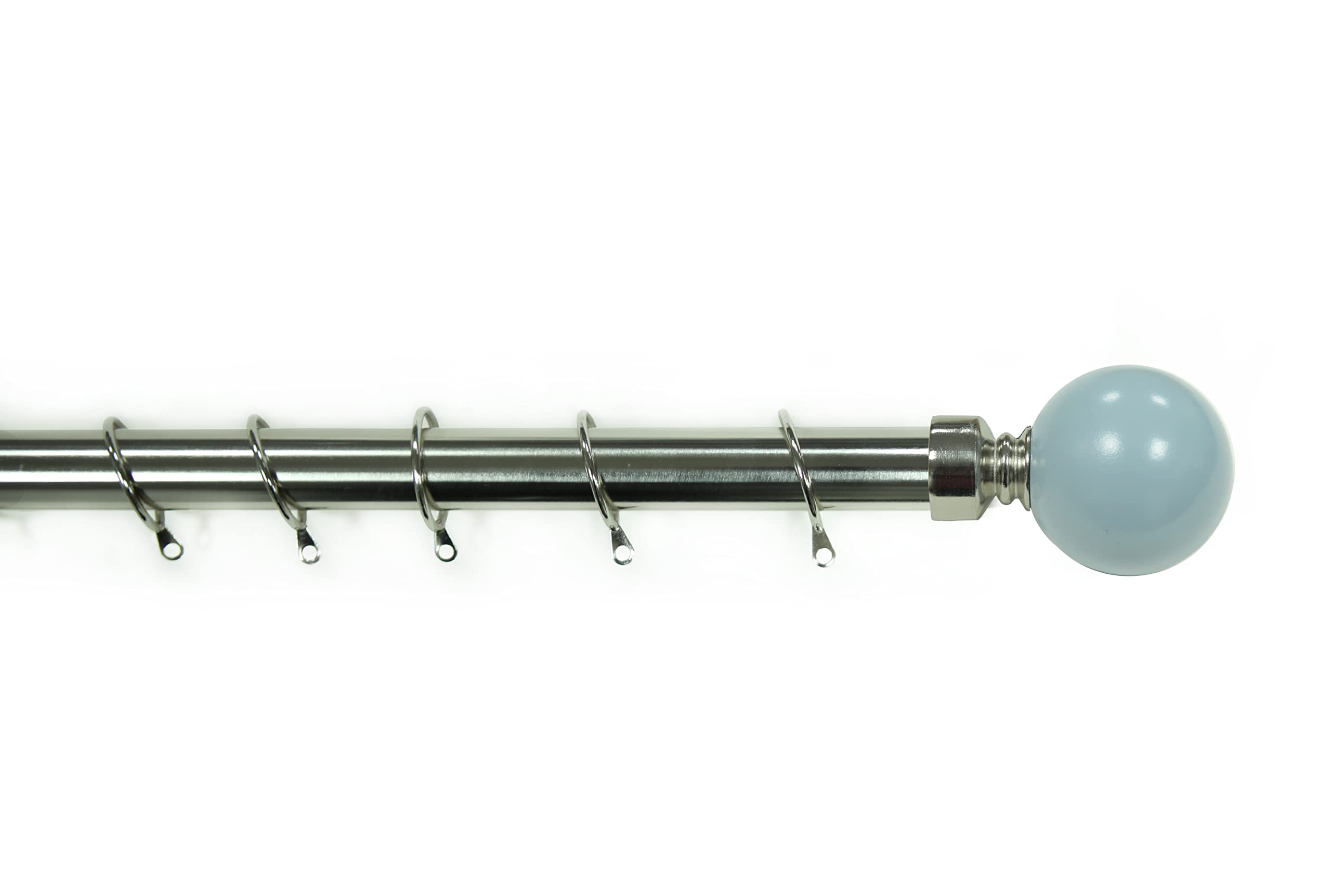 K Kestrel 28 mm Extendable Curtain Pole Rods Easy Fit Rings, Painted Ball Finial (Polished Steel, 180-340 cm)