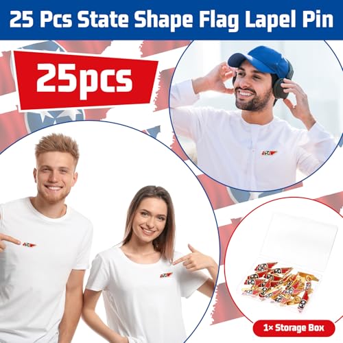 25 Pcs USA State Lapel Pins Bulk Texas California Florida Tennessee South Carolina Patriotic Traveler Souvenir Gifts4